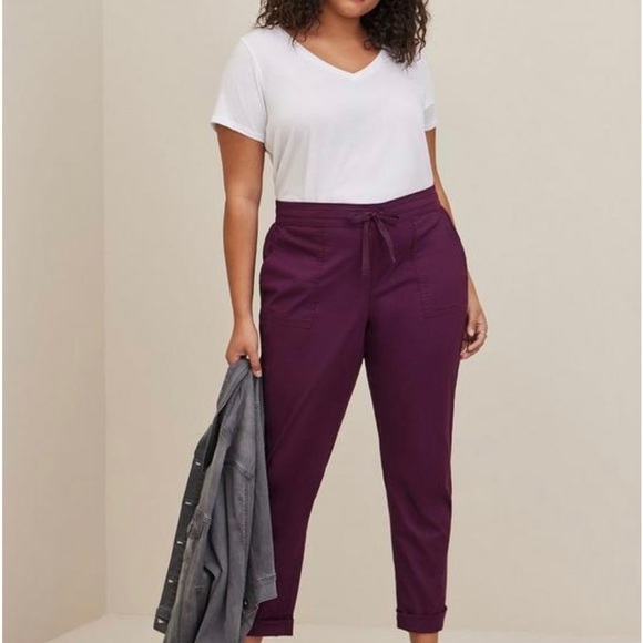 torrid Pants - Torrid Pull On Straight Stretch Poplin Tie Front Pant in Purple Size 1X | 14/16